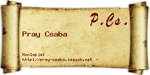 Pray Csaba névjegykártya